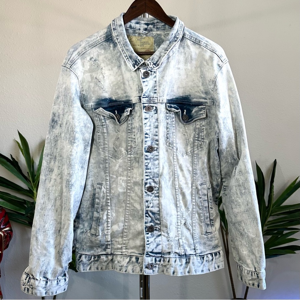 Smoke Rise Acid Washed Denim Jacket for Men